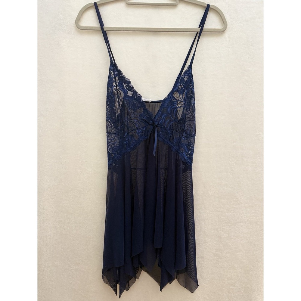 AvidLove Sexy Sheer Navy‎ Blue Lace Babydoll Gown Lingerie XL Fairy Whimsigoth